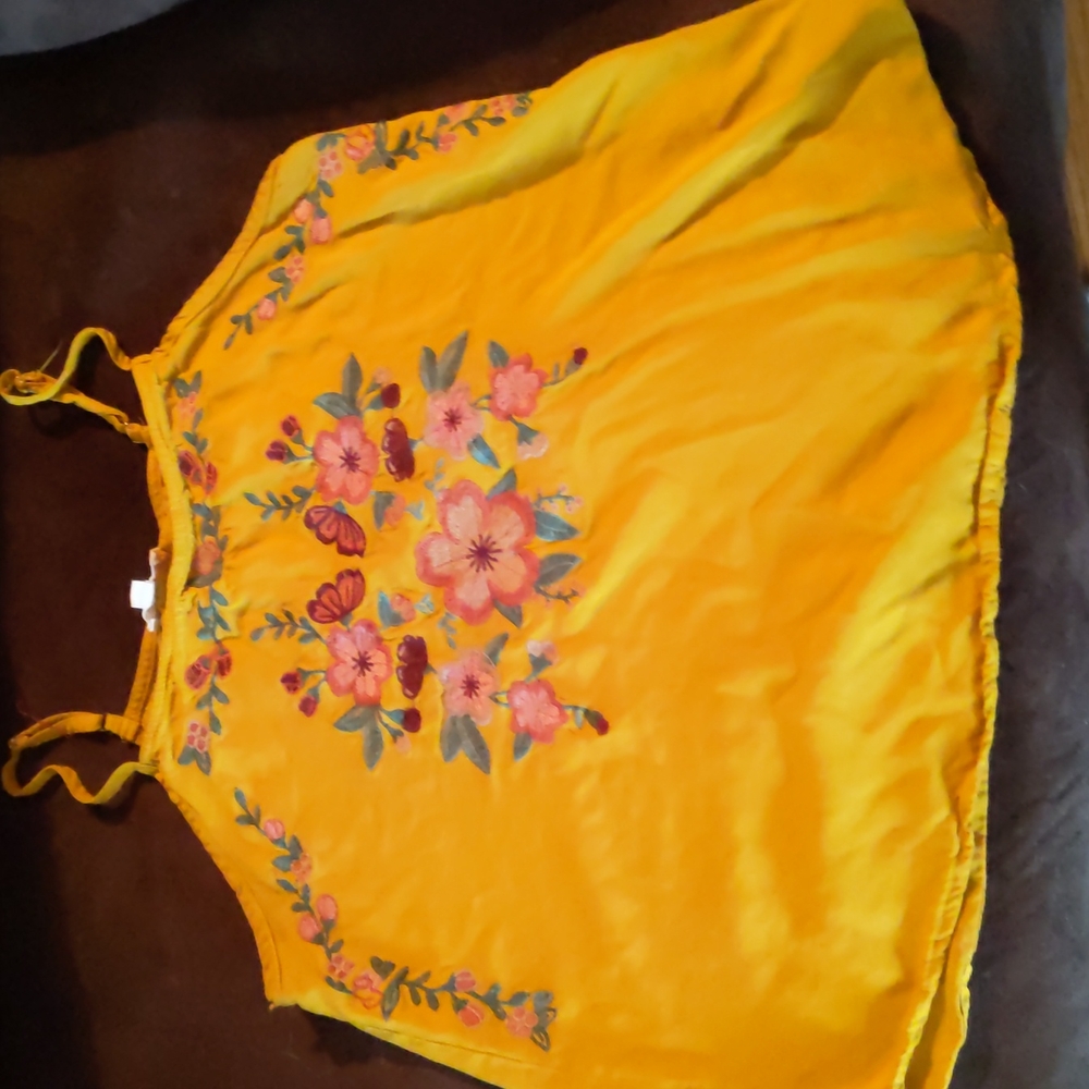 Yellow Rayon Floral Tank